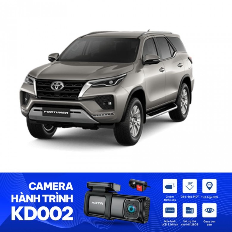 Lắp đặt cam hành trình ô tô VAVA Dual Dash Cam 2K cho Toyota Fortuner